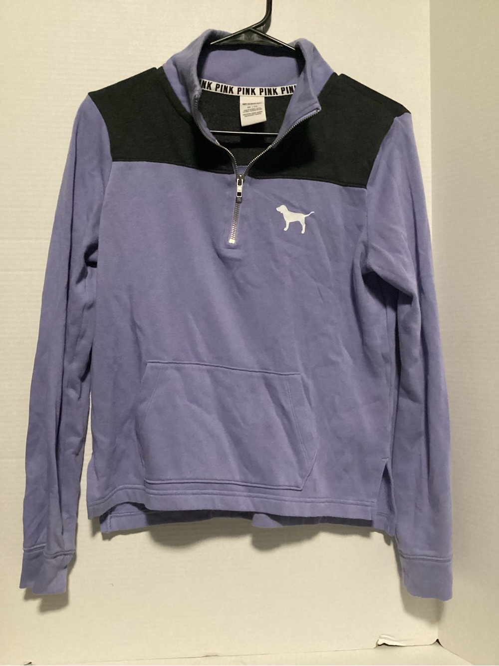PINK Victoria's Secret Lavender and Black Quarter-Zip Pullover XS